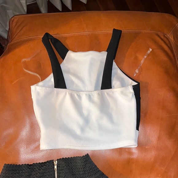 Charlotte Russe crop top and skirt matching set size small. Black and white. - Picture 6 of 6